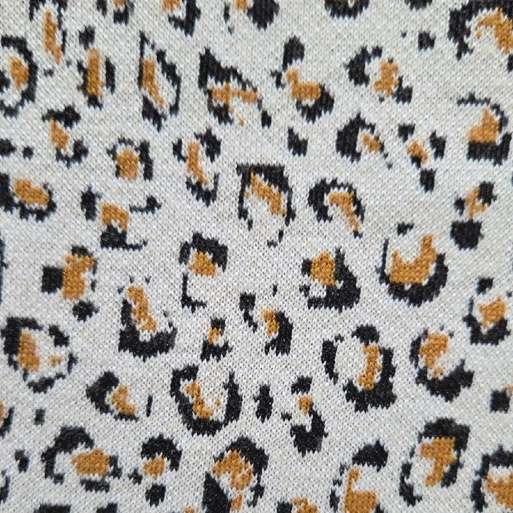 Veronica Beard Ronja Animal Print Varsity Trim V-Neck Sweater - Size M View 4